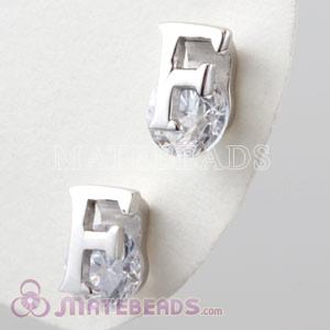 925 Sterling Silver CZ Letter F Stud Earrings
