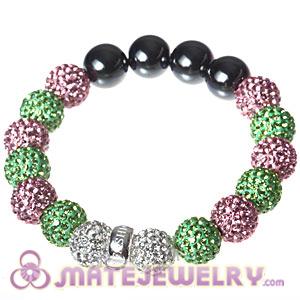2012 New AKA Style Pink And Green Czech Crystal Charms Bracelet 