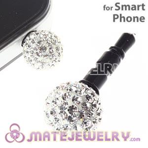 10mm White Czech Crystal Ball Earphone Jack Plug For iPhone Wholesale 