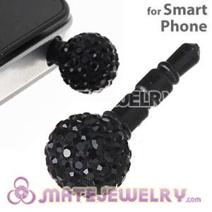 10mm Black Czech Crystal Ball Earphone Jack Plug For iPhone Wholesale 
