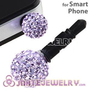 10mm Lavender Czech Crystal Ball Earphone Jack Plug For iPhone Wholesale 