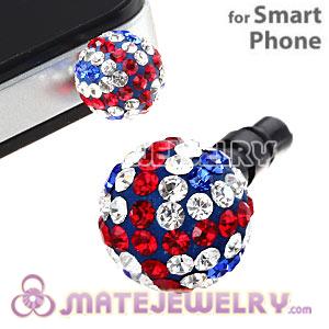 10mm Czech Crystal Union Jack Ball Earphone Jack Plug For iPhone Wholesale 