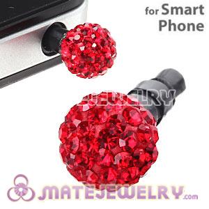 8mm Red Czech Crystal Ball Earphone Jack Plug For iPhone Wholesale 