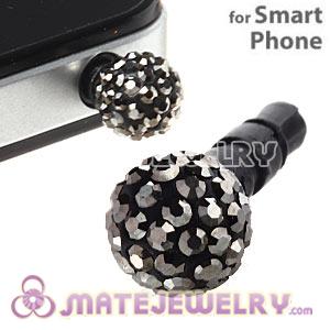 8mm Grey Czech Crystal Ball Earphone Jack Plug For iPhone Wholesale 