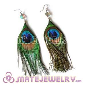 Wholesale 120 Pair Per Bag Multi Colored Long Colorful Peacock Feather Earrings 