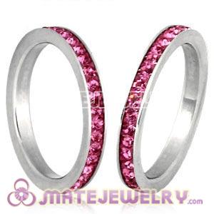 Wholesale Fashion Unisex Stainless Stackable Finger Ring With Rose Austrian Crystal 
