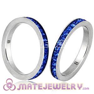 Fashion Unisex Stainless Stackable Finger Ring With Sapphire Austrian Crystal 