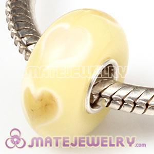 Top Class European Heart Glass Bead With 925 Silver Core