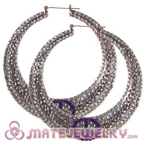 90mm Basketball Wives Bamboo Crystal Peace Sign Earrings