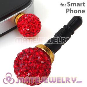 10mm Red Czech Crystal Ball Plugy Headphone Jack Accessories