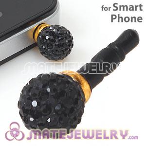 10mm Black Czech Crystal Ball Plugy Headphone Jack Accessories