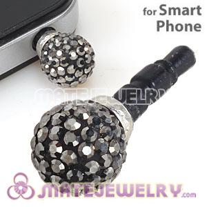 10mm Grey Czech Crystal Ball Cute Plugy Earphone Jack Accessory