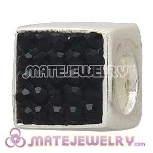 925 Sterling Silver Dice Charm Beads With Black Austrian Crystal 