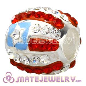 925 Sterling Silver Charm Beads With Austrian Crystal 