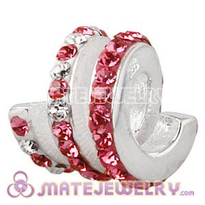 925 Sterling Silver Swirl Charm Beads With Austrian Crystal 