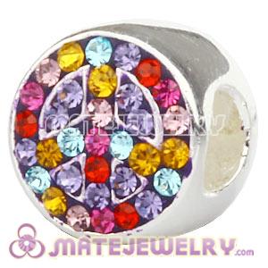 925 Sterling Silver Charm Peace Beads With Austrian Crystal 