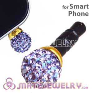 8mm Purple Czech Crystal Ball Cute Plugy Earphone Jack Accessory