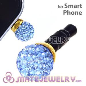 8mm Blue Czech Crystal Ball Cute Plugy Earphone Jack Accessory