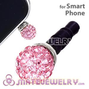 8mm Pink Czech Crystal Ball Plugy Headphone Jack Accessories