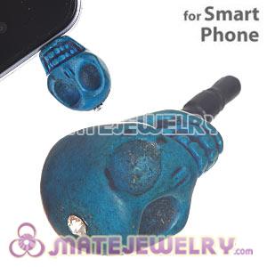 17×18mm Turquoise Skull Earphone Jack Plug For iPhone 