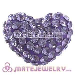 Pave Purple Austrian Crystal Heart Beads Earrings Component Findings 
