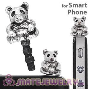 Wholesale Silver Plated Alloy Panda Earphone Jack Plug fit iphone 