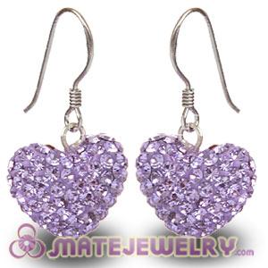 Wholesale Pave Violet Czech Crystal Sterling Silver Heart Earrings 