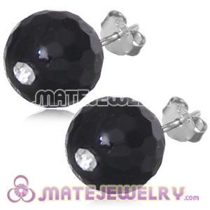 10mm Black Onyx Sterling Silver Stud Earrings 