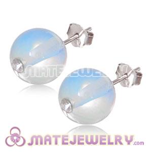 8mm Opal Sterling Silver Stud Earrings 