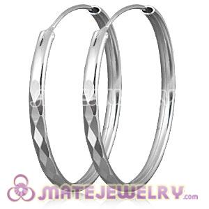 Wholesale 35mm Sterling Silver Hoop Earrings European Beads Compatible