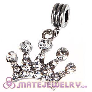 Platinum Plated Alloy European Crown Charms With Stone 