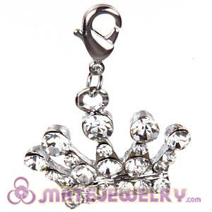 Wholesale Platinum Plated Alloy European Jewelry Crown Charms With Stone  