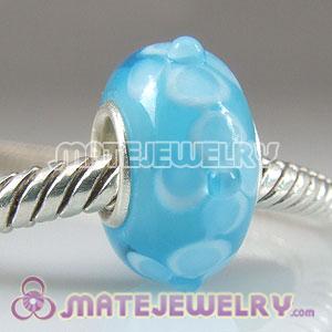 Lampwork Glass Beads with Blue Flower bud