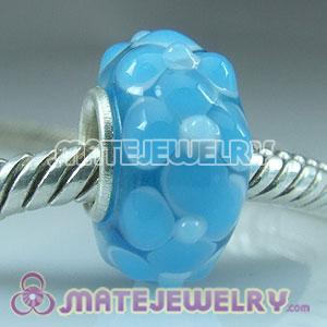 Blue dots flower Lampwork glass beads