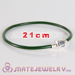 Green slippy leather European style bracelet without stamped