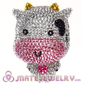 Cute 3D Bling Crystal Cow Absorbable Doll For iPhone Cases 