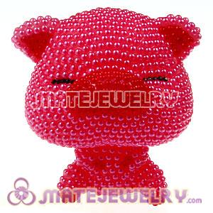 Cute 3D Bling Pearl Pink Pig Absorbable Doll For iPhone Cases 