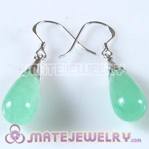 European sterling earrings with jade stone