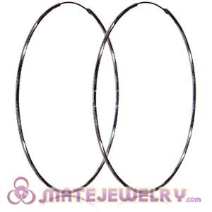 Wholesale 75mm Gun Black Plated ng Silver Hoop Earrings European Beads Compatible