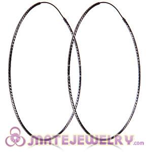 Wholesale 75mm Gun Black Plated ng Silver Hoop Earrings European Beads Compatible