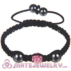 Wholesale Bargain Price Handmade Pave Pink Crystal Macrame Bracelets