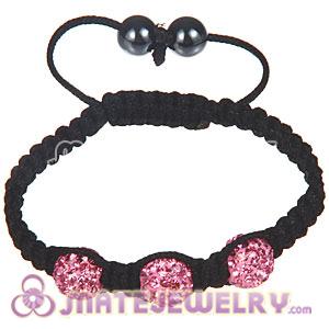 Wholesale Bargain Price Handmade Pave Pink Crystal Macrame Bracelets