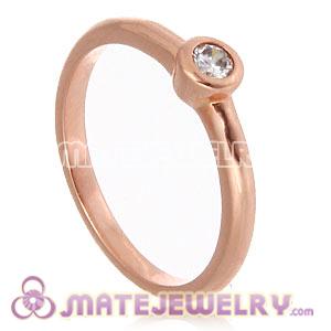 Rose Gold Plated Halo Ring Upon Ring With Austrian Crystal Diamond