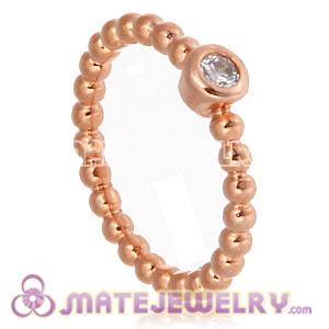 Rose Gold Plated Bubble Ring Upon Ring With Austrian Crystal Diamond
