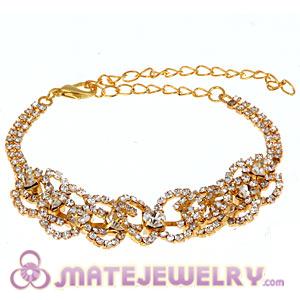 Wholesale Gold Plated Alloy Crystal Bracelet Chain With Lobster Clasp