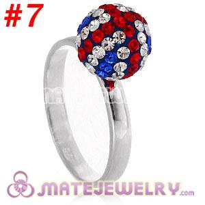 Wholesale 10mm Czech Crystal Ball 925 Sterling Silver Rings