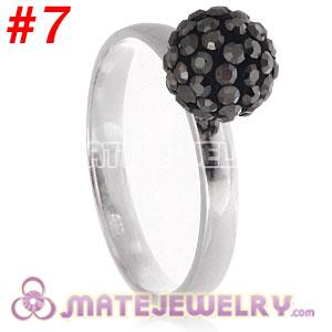Wholesale 8mm Brown Czech Crystal Ball 925 Sterling Silver Rings