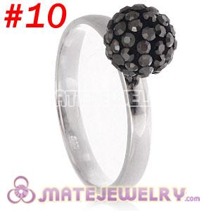 Wholesale 8mm Brown Czech Crystal Ball 925 Sterling Silver Rings
