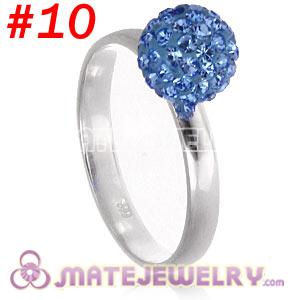 Wholesale 8mm Blue Czech Crystal Ball 925 Sterling Silver Rings