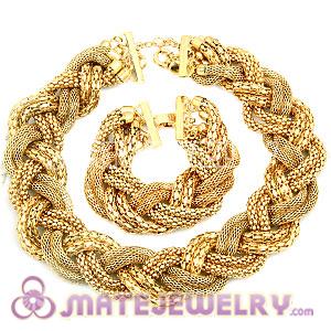 2012 New Fashion Gold Plated Woven Statement Chunky Jewelry Set 